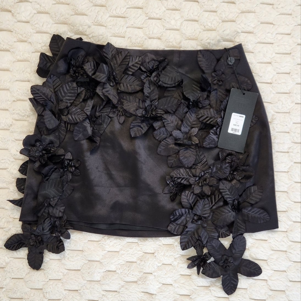 Fashion Nova Black Floral Mini Skirt